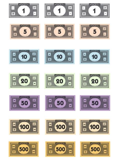 Monopoly Printable Money
